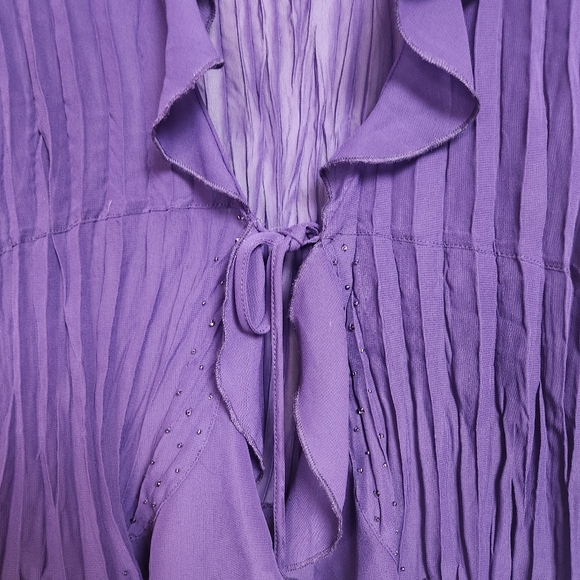 Vintage 90s Purple Ruffle Sheer Top Blouse Whimsygoth Goth Fairycore Medium Y2k - Picture 6 of 13